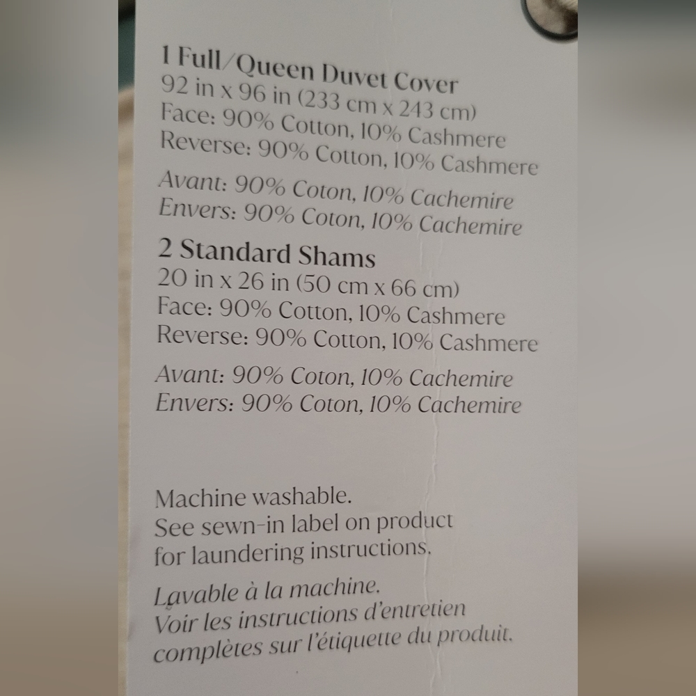 The Threadery (FULL/QUEEN)- Luxe Cotton Cashmere Duvet Cover Set NEW - Picture 3 of 11